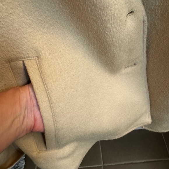 VINTAGE WOOL SIGRID OLSEN Women's Mock Turtleneck Jacket Tan Button Pockets SZ L - Picture 16 of 17